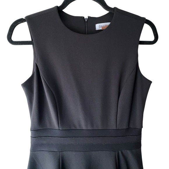 CALVIN KLEIN NWOT SLEEVELESS BLACK FIT & FLARE DRESS TULLE HEM DETAIL | SIZE: 2 - Picture 2 of 10